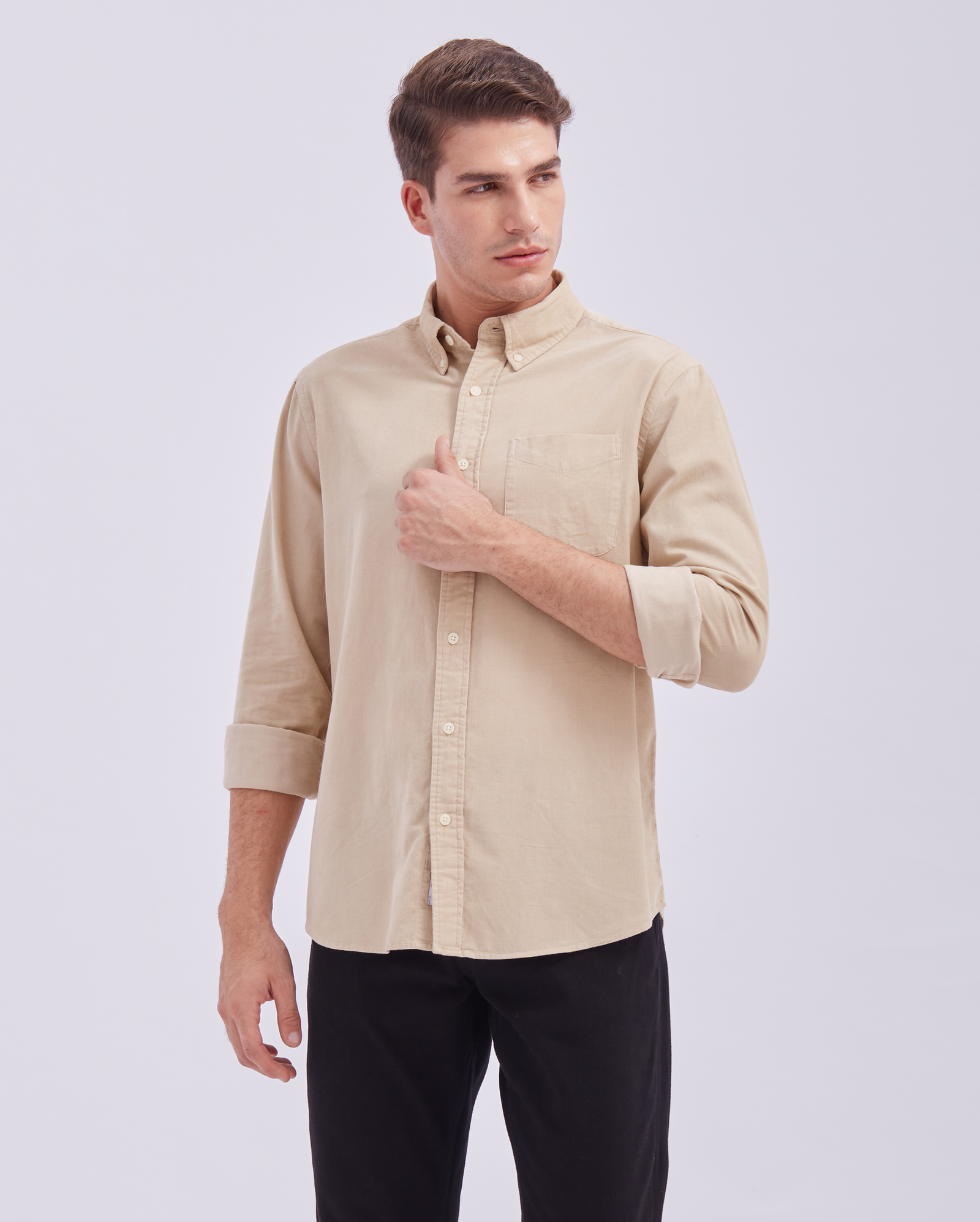 Classic Beige Corduroy Shirt - Image 5