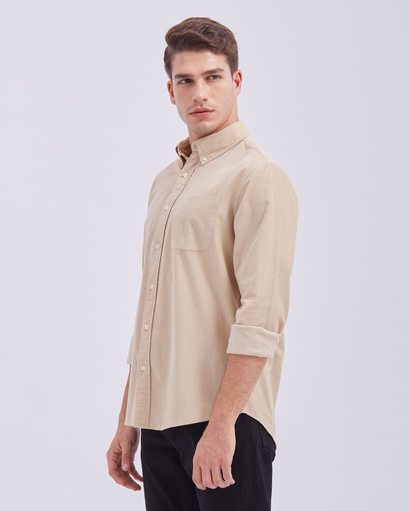Classic Beige Corduroy Shirt - Image 4
