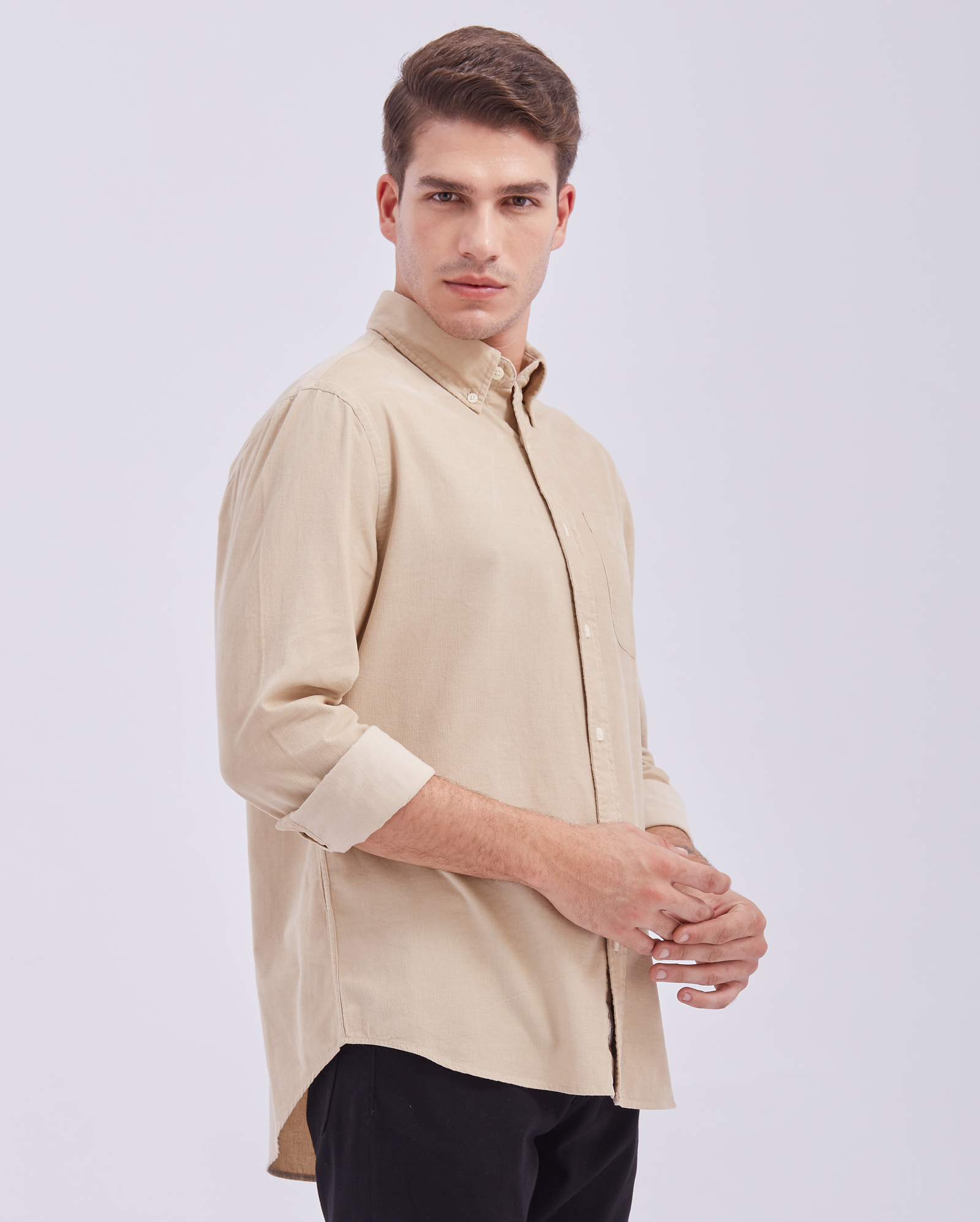Classic Beige Corduroy Shirt - Image 3